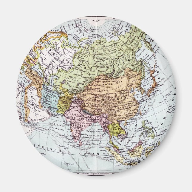 Aimant Carte de l'Asie au XIXe siècle (Devant)