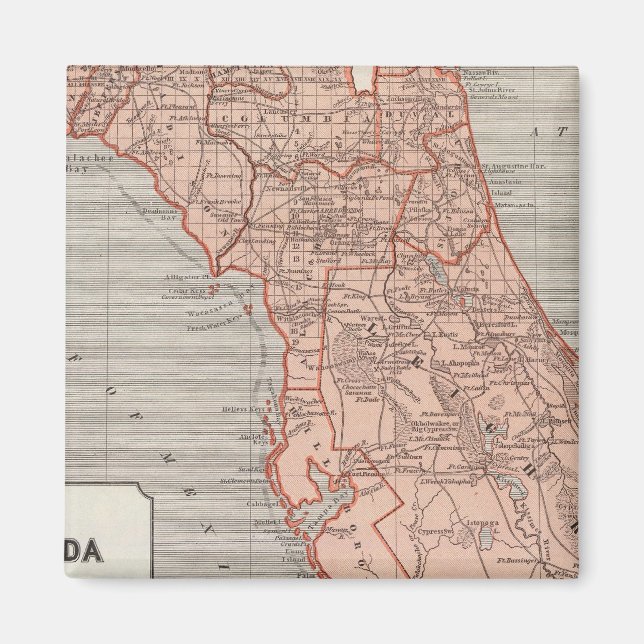Aimant Carte de l'Atlas de Floride (Devant)