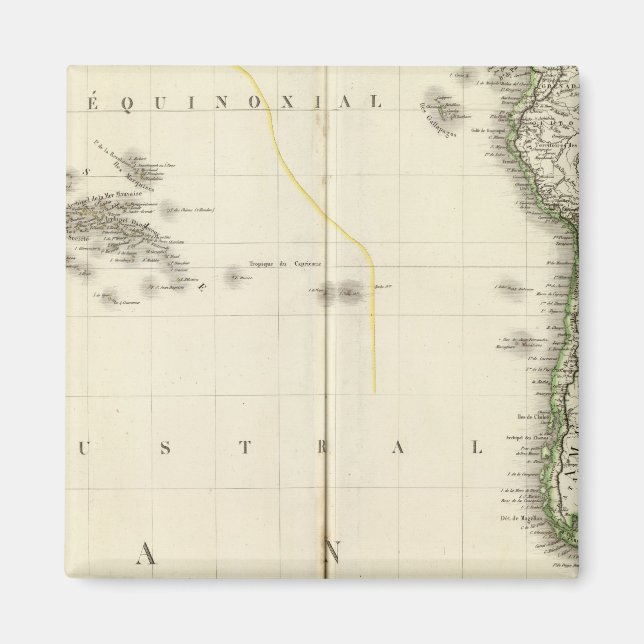 Aimant Carte de l'Atlas de l'océan Pacifique (Devant)