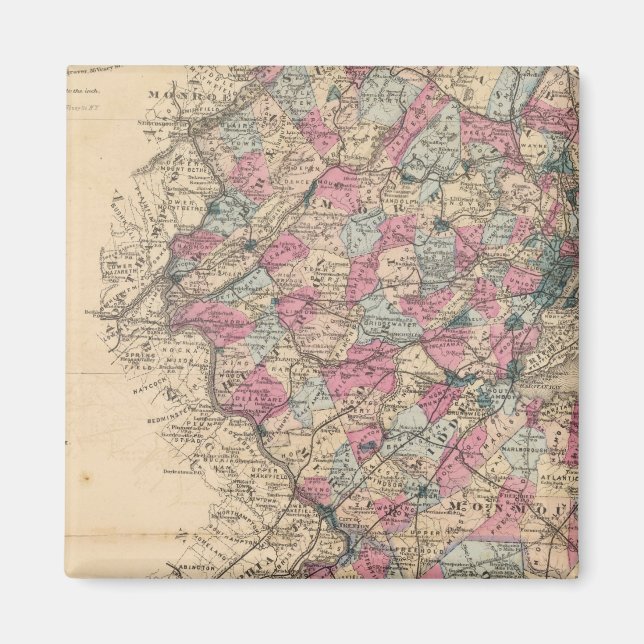 Aimant Carte de l'Atlas du New Jersey (Devant)