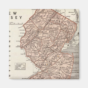 Aimant Carte de l'Atlas du New Jersey