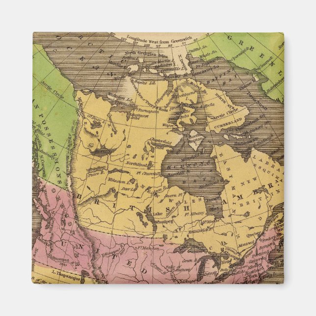 Aimant Carte de l'Atlas en Amérique du Nord (Devant)