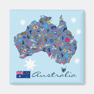 Aimant Carte de l'Australie avec les articles culturels