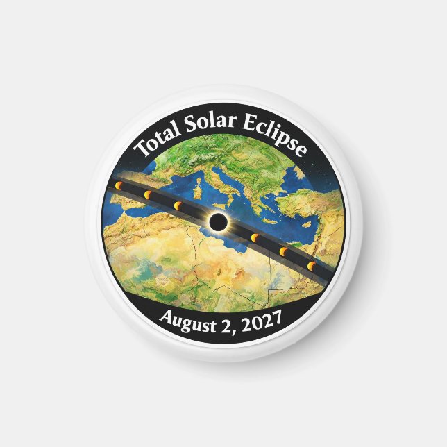 Aimant Carte de l'éclipse solaire totale 2027 (Devant)