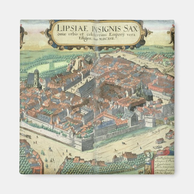 Aimant Carte de Leipzig, de Civitates Orbis Terrarum par (Devant)