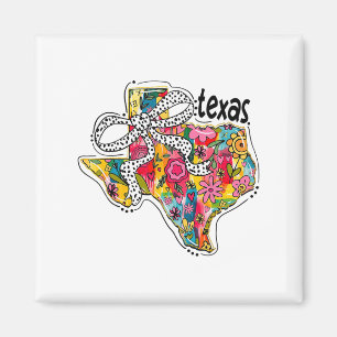 Aimant Carte de l'état de Girls Texas Floral Coquette Bow