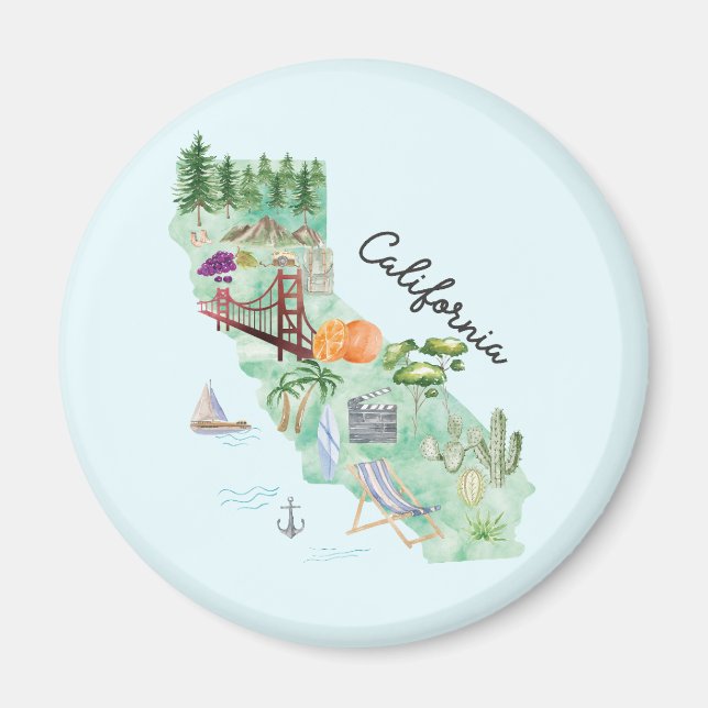 Aimant Carte de l'état de la Californie (Devant)