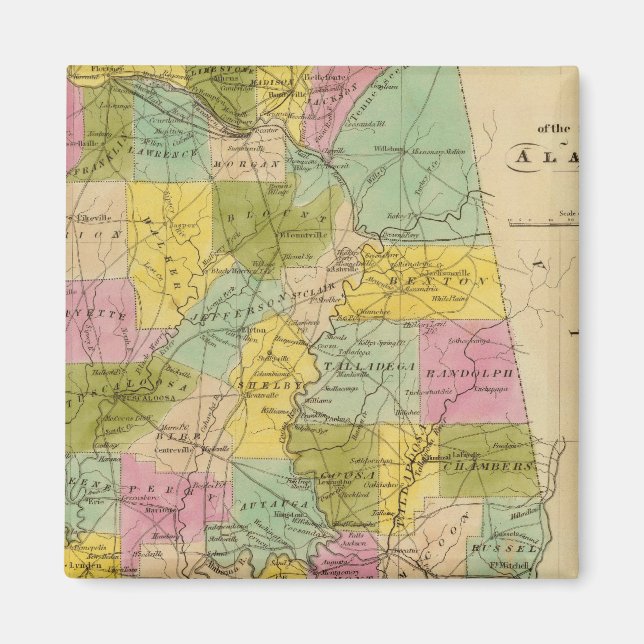 Aimant Carte de l'état de l'Alabama (Devant)