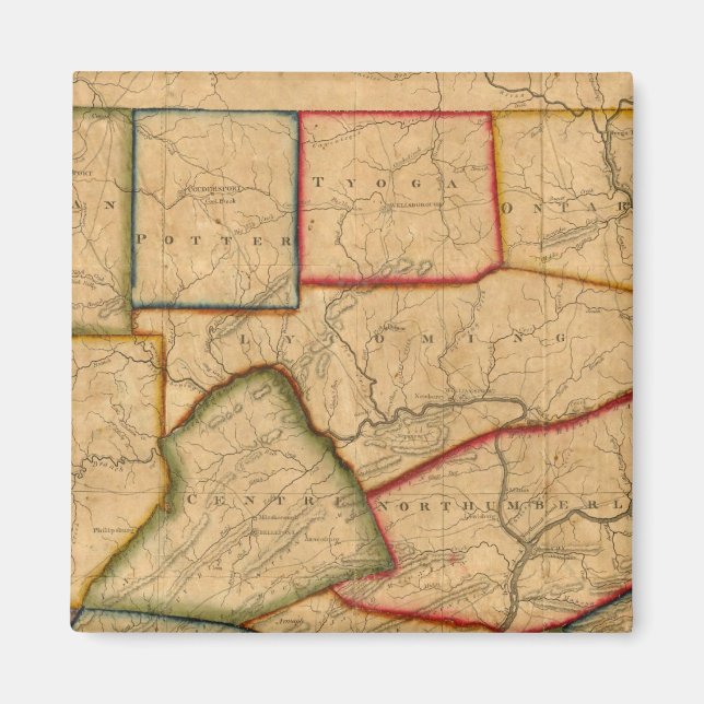 Aimant Carte De L'État De Pennsylvanie (Devant)