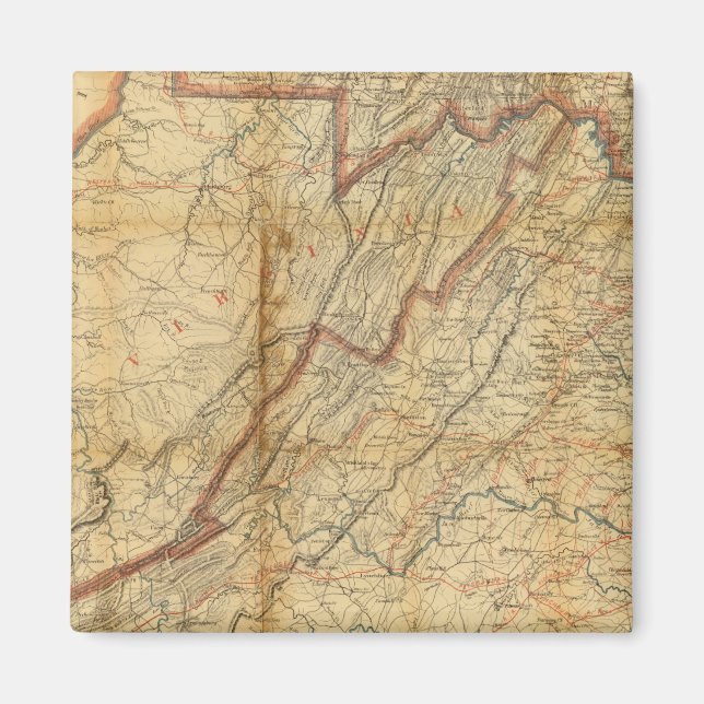 Aimant Carte de l'état de Virginie (Devant)