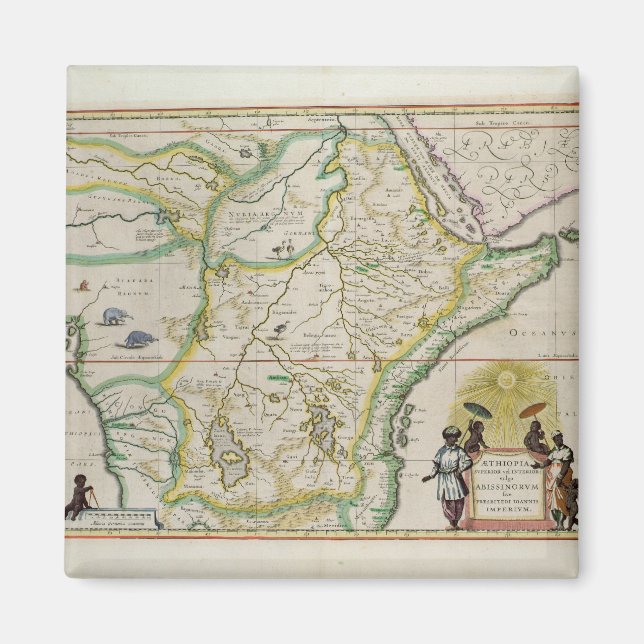 Aimant Carte de l'Ethiopie montrant cinq Etats africains (Devant)