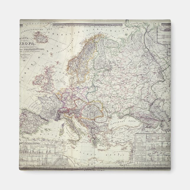 Aimant Carte de l'Europe, 1841 (Devant)