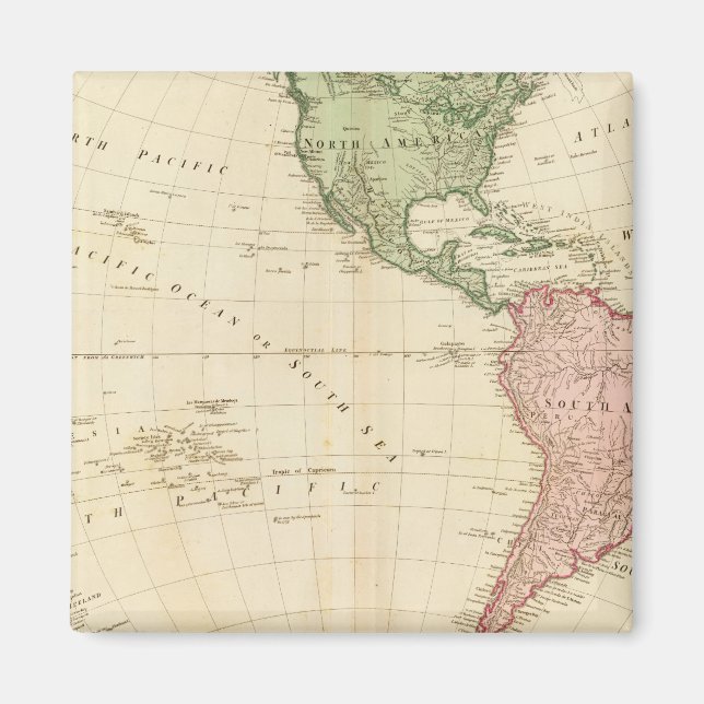 Aimant Carte de l'hémisphère occidental (Devant)