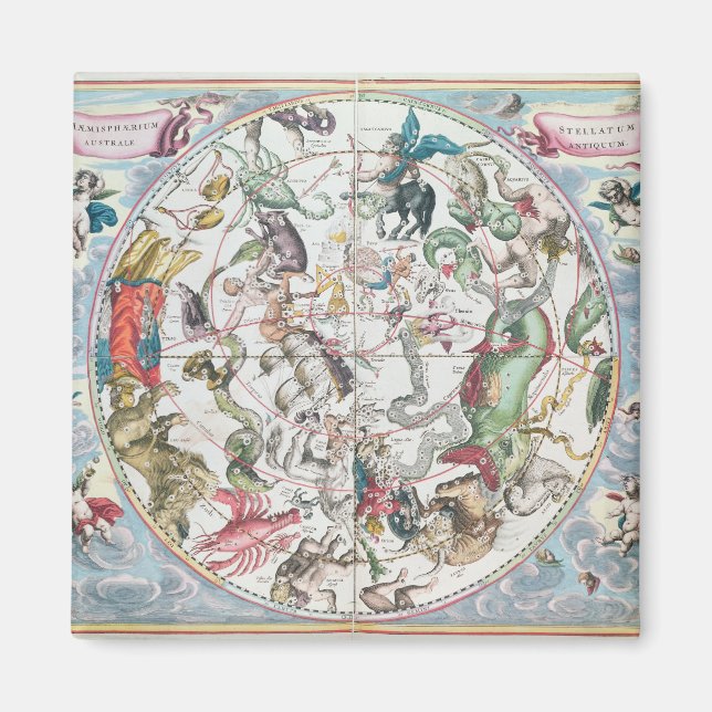 Aimant Carte de l'hémisphère Sud 2 (Devant)