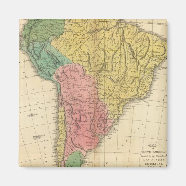 Aimant Carte de l'histoire de l'Amérique du Sud (Devant)