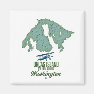 Aimant Carte de l'île Orcas, Washington, États-Unis