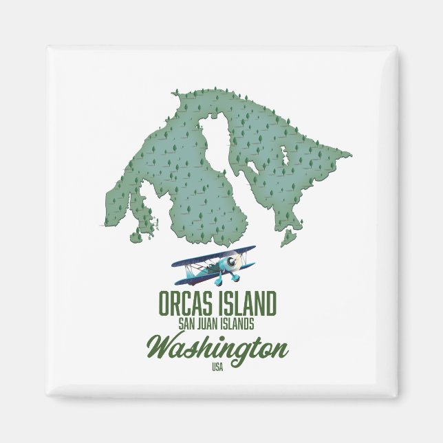Aimant Carte de l'île Orcas, Washington, États-Unis (Devant)