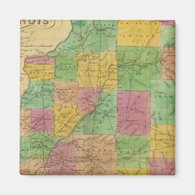 Aimant Carte de l'Illinois (Devant)
