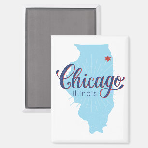 Aimant Carte de l'Illinois de Chicago