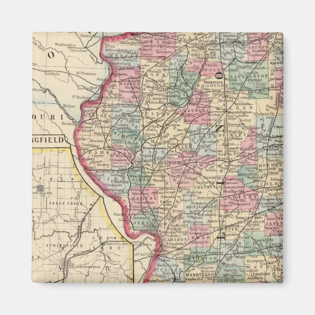 Aimant Carte de l'Illinois par Mitchell (Devant)