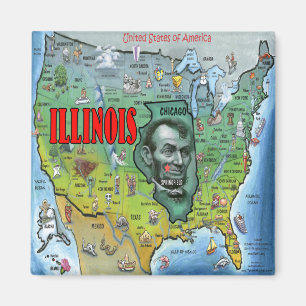 Aimant Carte de l'Illinois USA