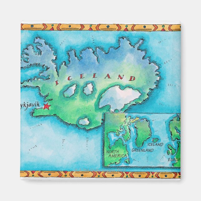 Aimant Carte de l'Islande (Devant)