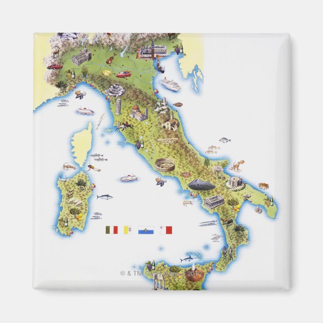 Aimant Carte de l'Italie (Devant)