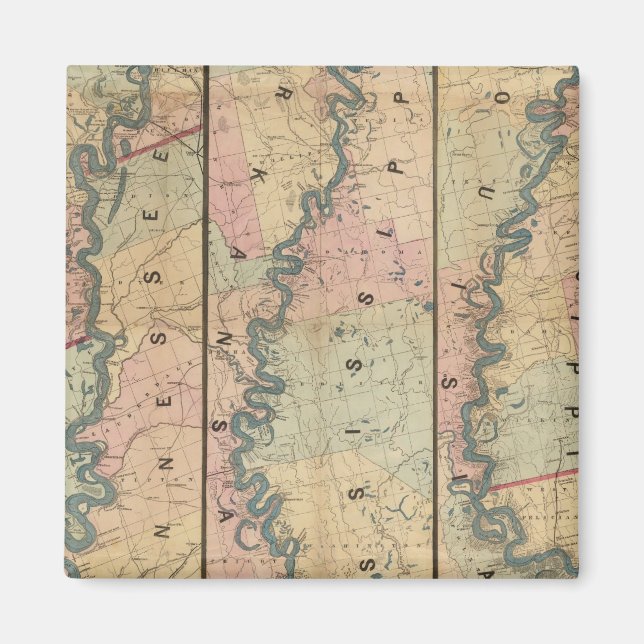 Aimant Carte de Lloyd du Bas Mississippi (Devant)