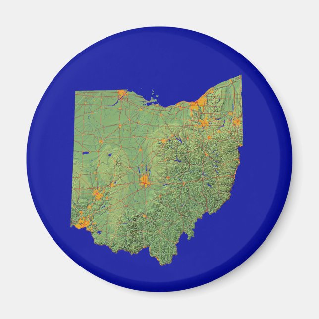 Aimant Carte de l'Ohio (Devant)