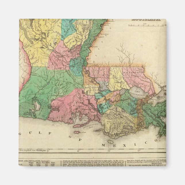 Aimant Carte De Louisiane (Devant)