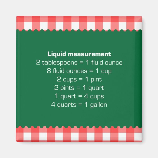 Aimant Carte de mesure en vichy liquide rouge aide-cuisin (Devant)