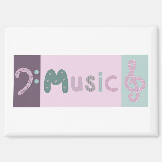 Aimant carte de musique treize et clef basse (Recto)