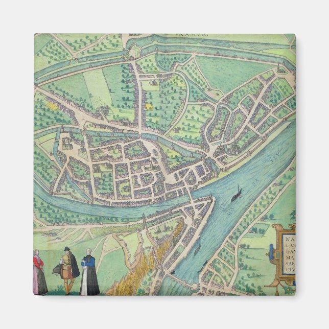 Aimant Carte de Namur, de 'Civitates Orbis Terrarum' par  (Devant)