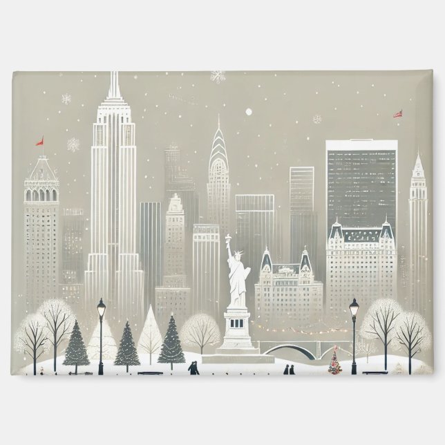 Aimant Carte de Noël avec la statue de la Liberté et la s (Recto)