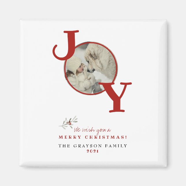 Aimant Carte de Noël Joyeuse Photo Fête de Fin d'Année (Devant)