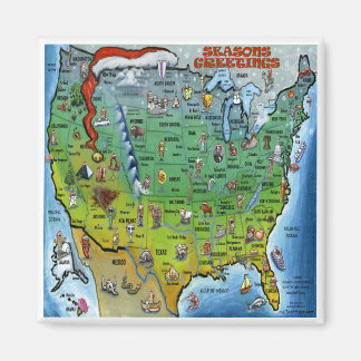 Aimant Carte de Noël USA