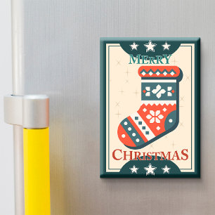 Aimant Carte de Noël Vintage avec illustration de stockag