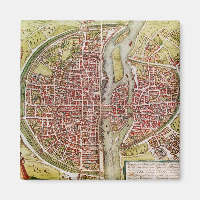 Aimant Carte de Paris de Civitates orbis terrarrum (Devant)