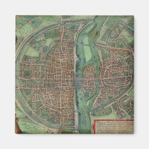 Aimant Carte de Paris, de "Civitates Orbis Terrarum" par