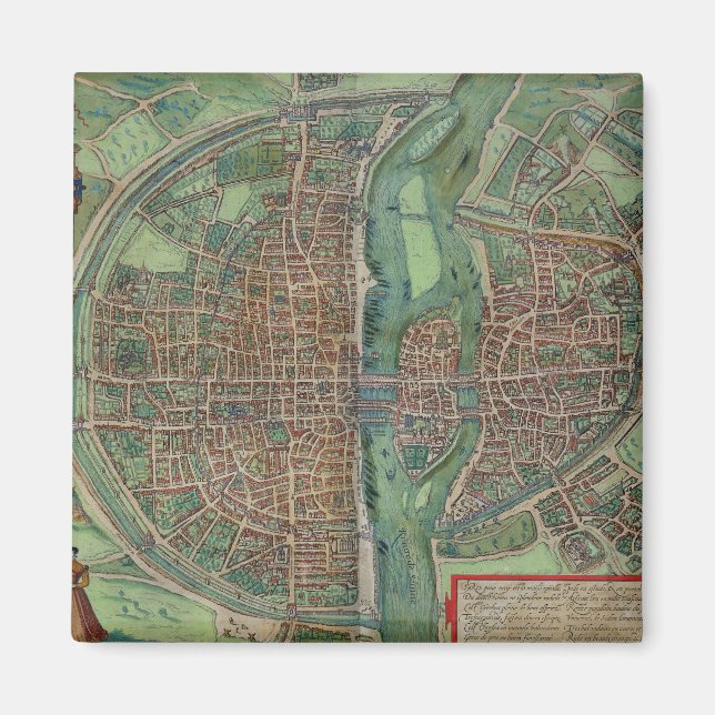 Aimant Carte de Paris, de Civitates Orbis Terrarum par G (Devant)