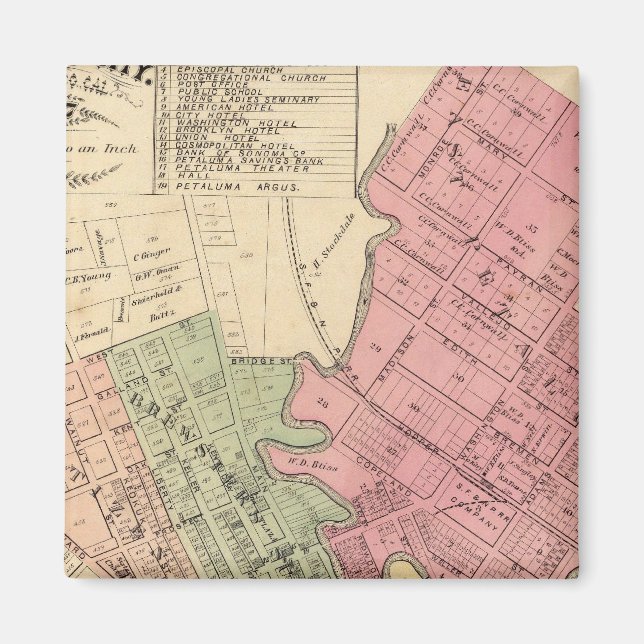 Aimant Carte de Petaluma City 1877 (Devant)