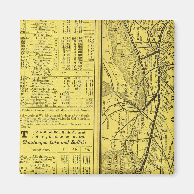 Aimant Carte de Pittsburgh et du chemin de fer de l'Ouest (Devant)