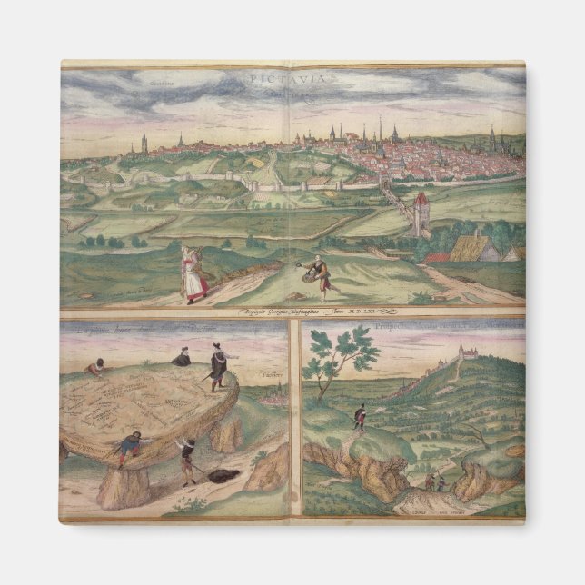 Aimant Carte de Poitiers, de 'Civitates Orbis Terrarum' b (Devant)