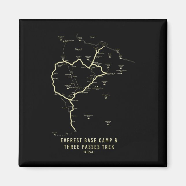 Aimant Carte de randonnée du camp de base de l'Everest  (Devant)