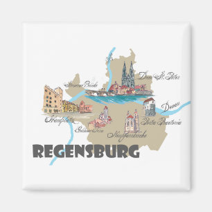 Aimant Carte de Ratisbonne Allemagne