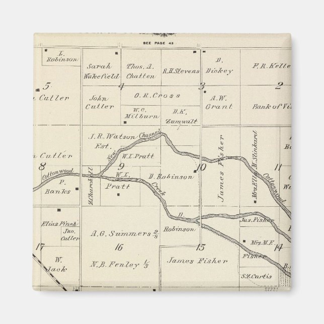 Aimant Carte de section du comté de T17S R25E Tulare (Devant)