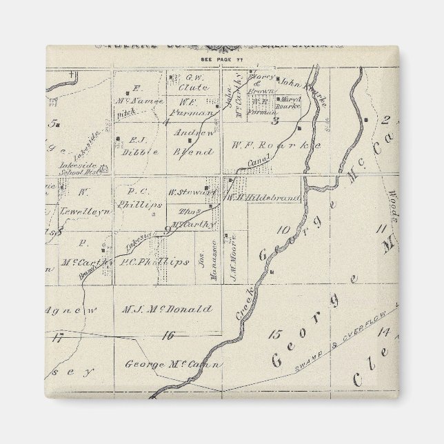 Aimant Carte de section du comté de T20S R22E Tulare (Devant)