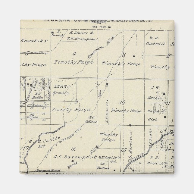 Aimant Carte de section du comté de T20S R23E Tulare (Devant)