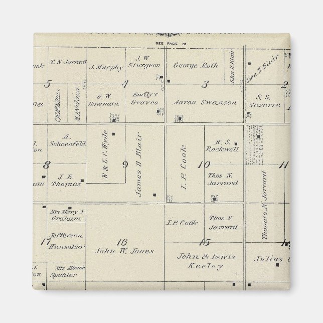 Aimant Carte de section du comté de T20S R26E Tulare (Devant)
