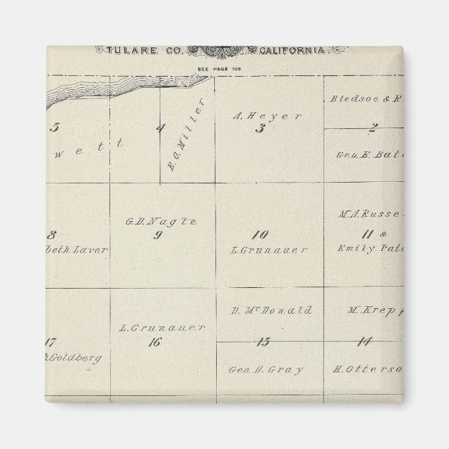 Aimant Carte de section du comté de T23S R22E Tulare (Devant)